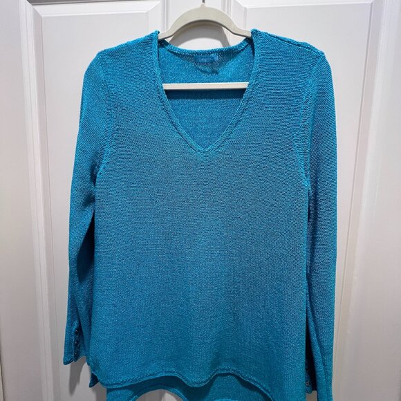 JMcLaughlin Contemporary Chic Beautiful Turquoise Italian Yarn Sweater in Size M - Picture 1 of 5